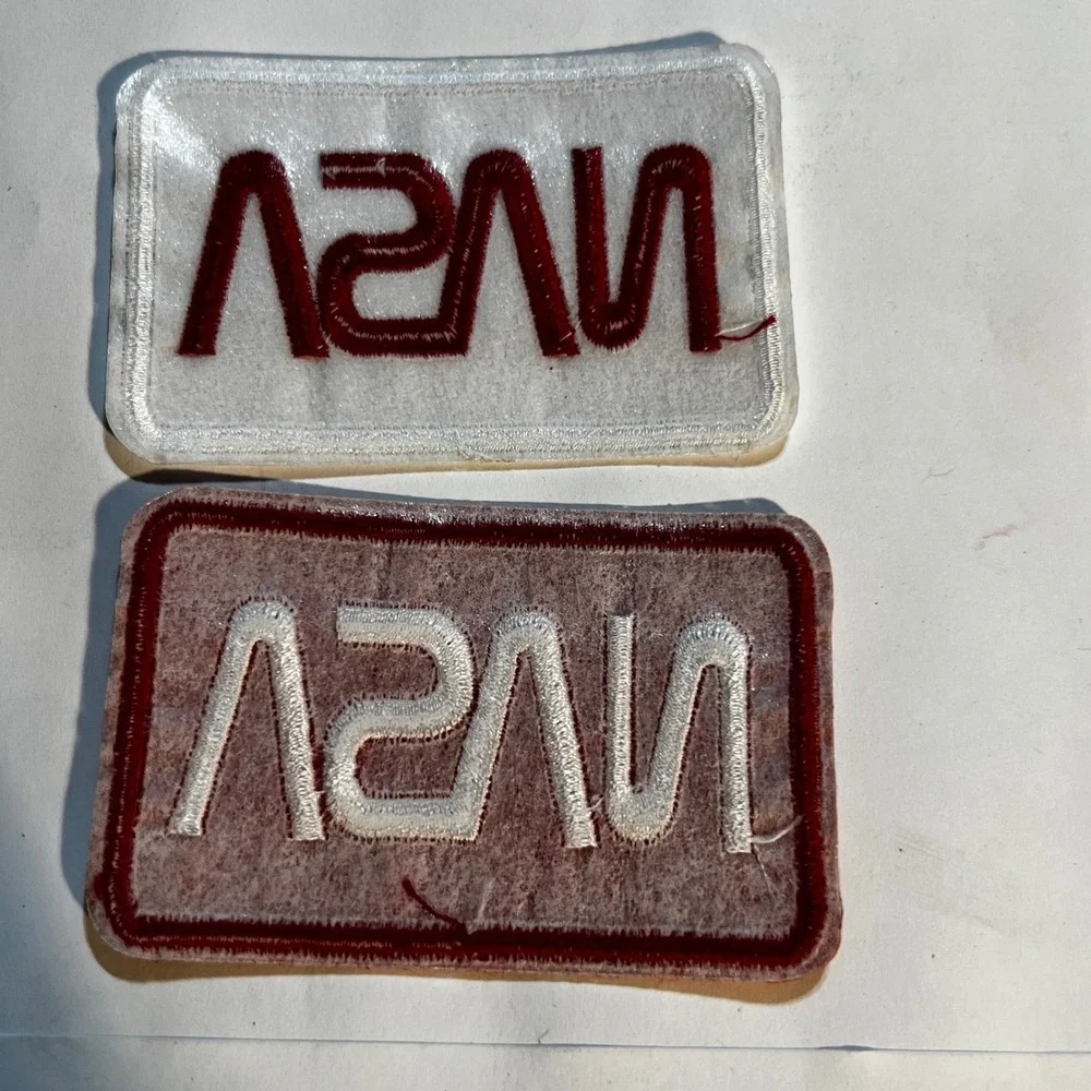 NASA 3.5in Patch Set Red White Worm Logo Space Exploration Embroidered Iron On
